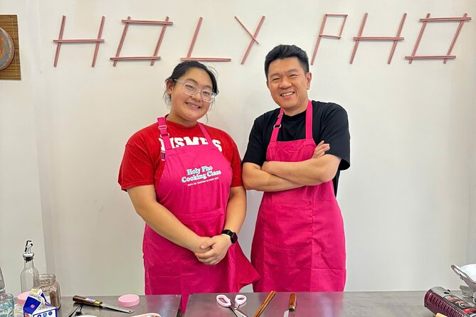 Cook 4 Local Vietnamese Dishes In Pink-themed Class & Market Tour - Your own station, sanitized tools, and four courses from scratch
