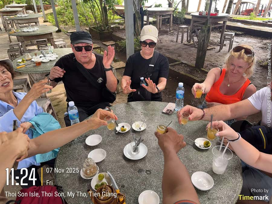 HCM: Authentic Mekong Delta - Boat, TukTuk, Khot Cake Making - Cruising the Mekong: motorboat, rowing boat, and real-water views