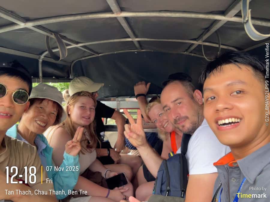 HCM: Authentic Mekong Delta - Boat, TukTuk, Khot Cake Making - Grapefruit orchard, apiary honey, and coconut candy in the same story