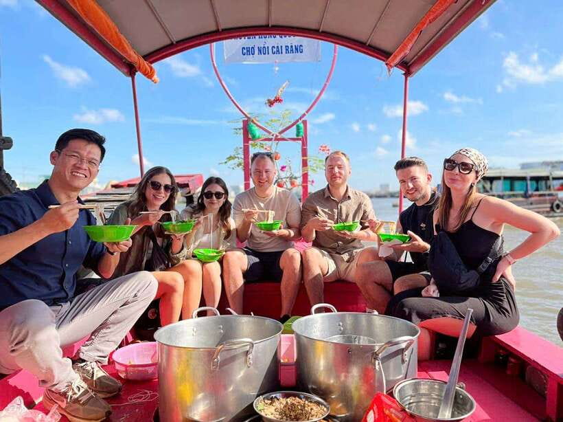 Ho Chi Minh: 1-Day Mekong Delta Tour-Floating Market & Islet - Hu Tieu noodle-making and pineapple on the boat: hands-on food, no acting required