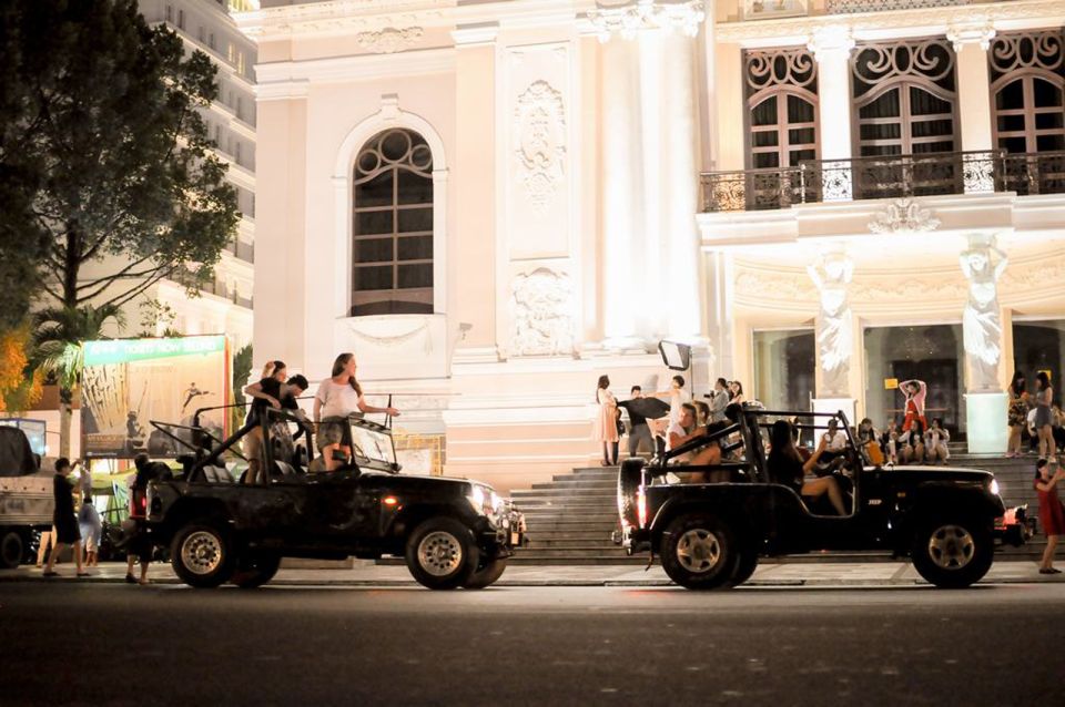 Saigon: Private Food Tour Discovery & City Tour by Jeep - French colonial landmarks: Opera House to Notre Dame, lit up